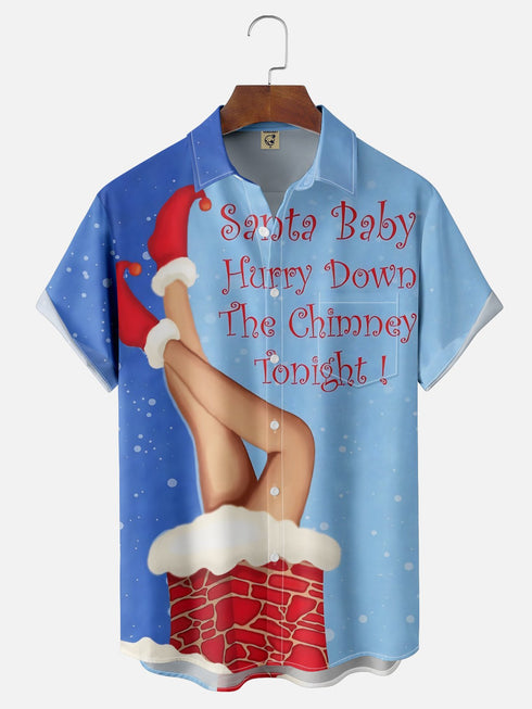 Men's Christmas Funny Graphic Short Sleeve Hawaiian Shirt